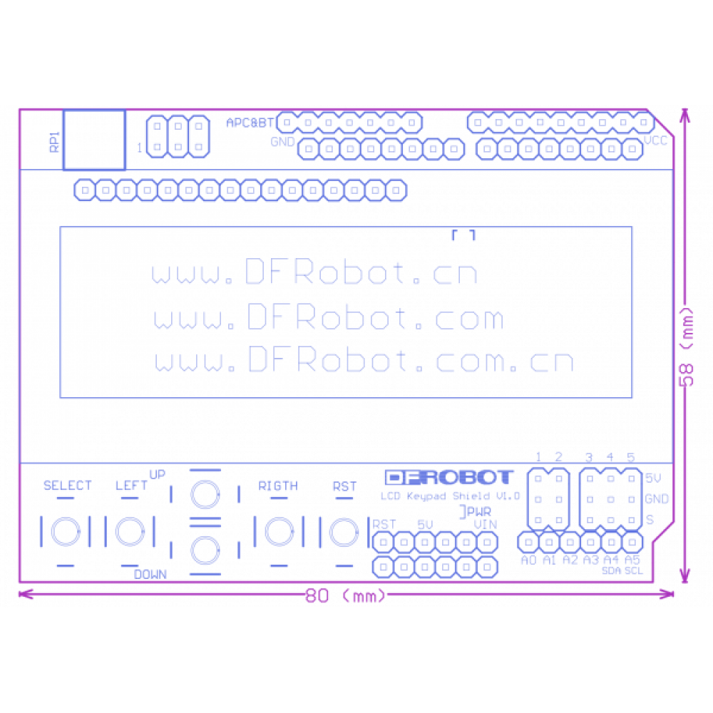 LCD keypad shield для Arduino (без LCD дисплея!)
