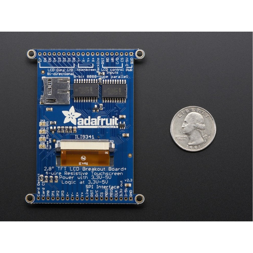 Экран 2.8" TFT LCD с тачскрином и разветвителем и разъемом MicroSD - ILI9341